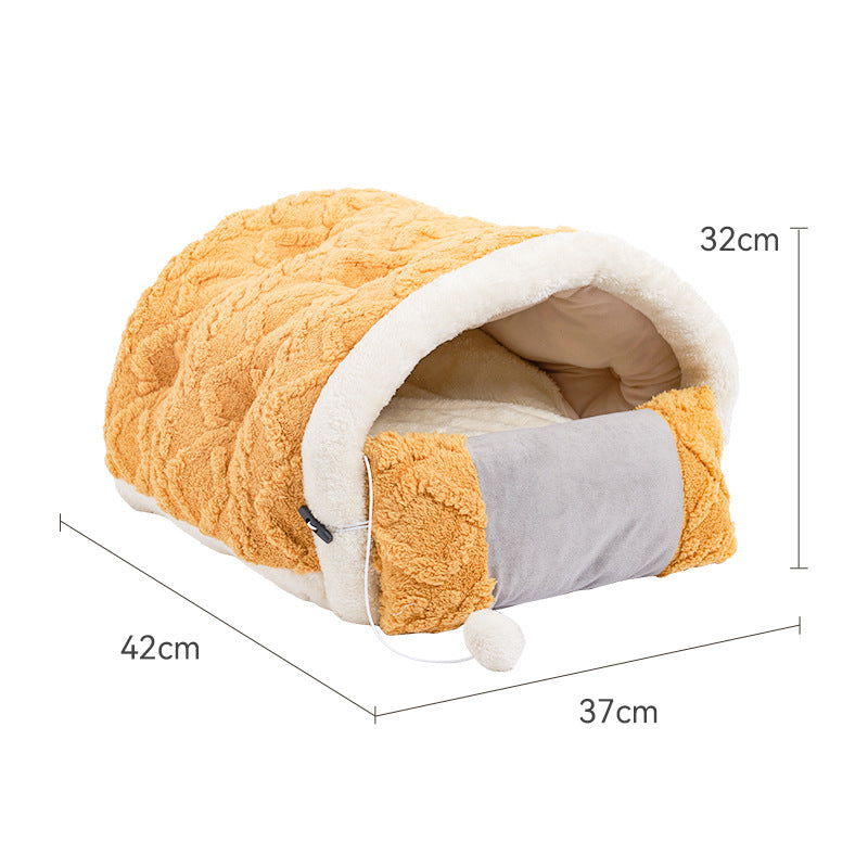 Artic Velvet Cat Nest Cave Bed With Pillow And Separate Sleeping Pad